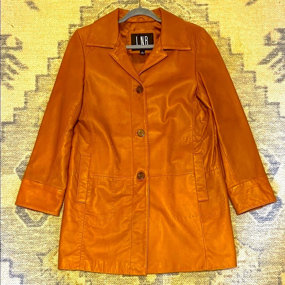 LNR La Nouvelle Renaissance Tan Leather Coat Vintage Style